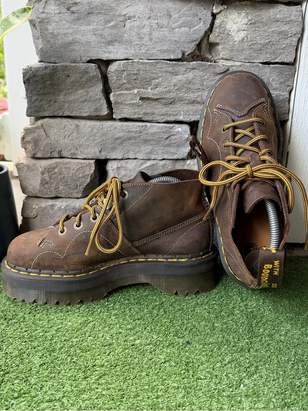 Dr. Martens Church Arc Crazy Horse Platform Unisex Monkey Boots